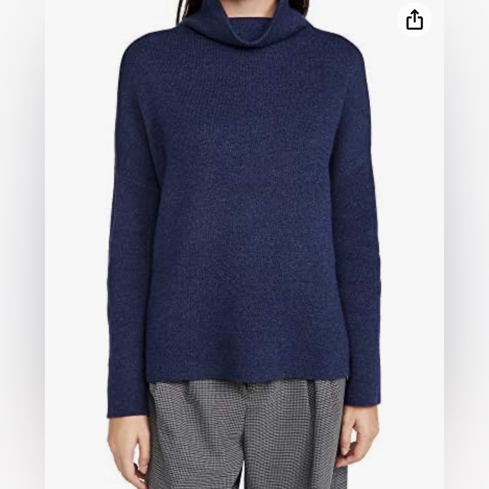 Vince Wool Cashmere Sweater Funnel Neck Heather Peacock Size S